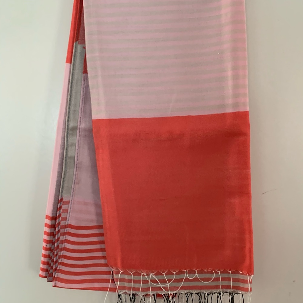 Silk Wrap Orange Striped One Size Fits All